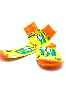 Grumpy Mermaid socks! Yellow and Orange