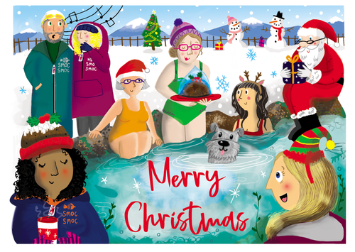 Christmas cards with a wild swimming and smoc smoc twist!