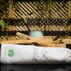 ecojiko bamboo reusable cutlery with bamboo straw