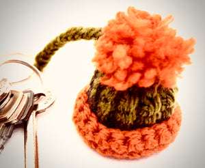 Handmade Crochet bobble hat Keyring one to match every smoc
